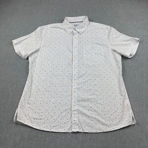 Croft & Barrow Shirt Mens XL White Trees Print Slim Fit Performance Button Up